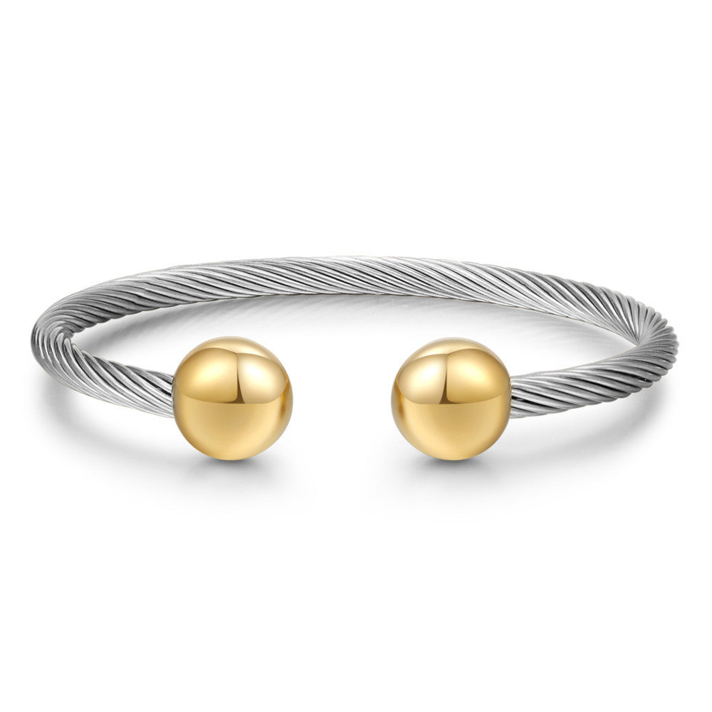 Retro personalized stainless steel wrapped geometric bracelet